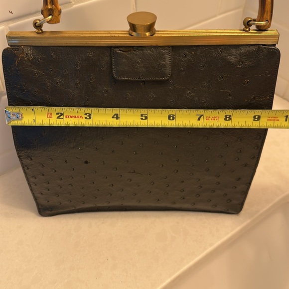 RARE 1950s True Vintage Elegance Evans Ostrich Leather Bamboo Handle Purse - Picture 9 of 10